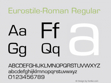 Eurostile-Roman Regular Converted from E:\TTFONTS\EUROSTI1.TF1 by ALLTYPE图片样张