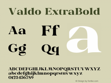 Valdo ExtraBold Version 1.000;hotconv 1.0.109;makeotfexe 2.5.65596图片样张