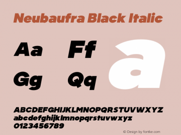 Neubaufra Black Italic Version 1.000;Glyphs 3.1.1 (3148)图片样张