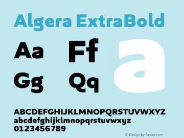 Algera ExtraBold Version 1.000;hotconv 1.0.109;makeotfexe 2.5.65596图片样张