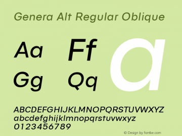 Genera Alt Regular Oblique Version 1.000图片样张