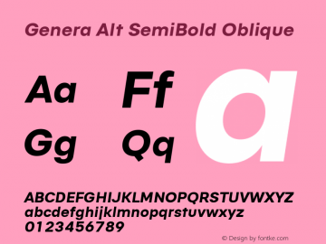 Genera Alt SemiBold Oblique Version 1.000图片样张