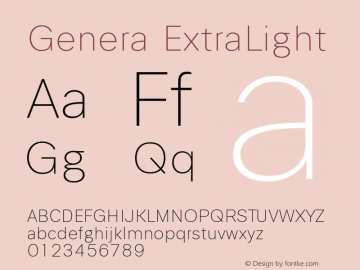 Genera ExtraLight Version 1.000图片样张