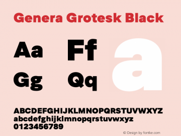 Genera Grotesk Black Version 1.000;October 17, 2022;FontCreator 14.0.0.2883 64-bit图片样张