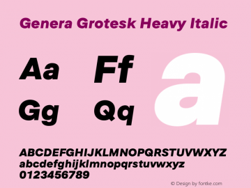Genera Grotesk Heavy Italic Version 1.000;October 17, 2022;FontCreator 14.0.0.2883 64-bit图片样张
