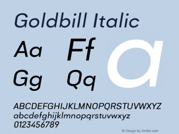 Goldbill Italic Version 1.001图片样张