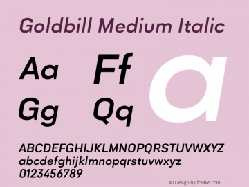 Goldbill Medium Italic Version 1.001图片样张