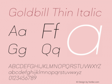 Goldbill Thin Italic Version 1.001图片样张