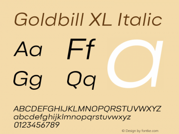 Goldbill XL Italic Version 1.001图片样张