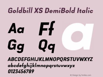 Goldbill XS DemiBold Italic Version 1.001图片样张