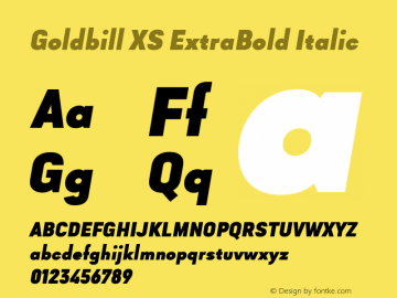 Goldbill XS ExtraBold Italic Version 1.001图片样张