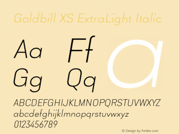 Goldbill XS ExtraLight Italic Version 1.001图片样张