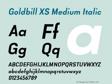 Goldbill XS Medium Italic Version 1.001图片样张