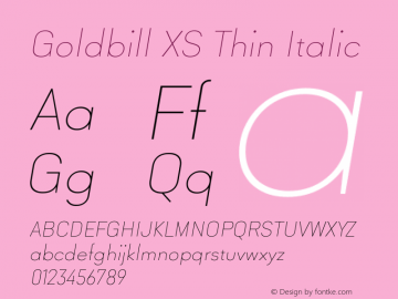 Goldbill XS Thin Italic Version 1.001图片样张