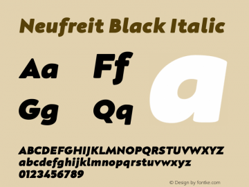 Neufreit Black Italic Version 1.000;hotconv 1.0.109;makeotfexe 2.5.65596图片样张