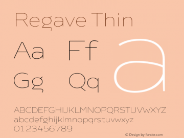 Regave Thin Version 1.000;hotconv 1.0.109;makeotfexe 2.5.65596图片样张