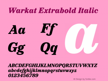 Warkat Extrabold Italic Version 1.000;September 2, 2022;FontCreator 14.0.0.2872 64-bit图片样张
