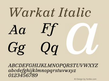 Warkat Italic Version 1.000;September 2, 2022;FontCreator 14.0.0.2872 64-bit图片样张