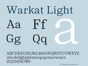 Warkat Light Version 1.000;September 2, 2022;FontCreator 14.0.0.2872 64-bit图片样张