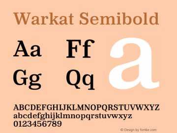 Warkat Semibold Version 1.000;September 2, 2022;FontCreator 14.0.0.2872 64-bit图片样张