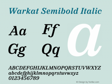 Warkat Semibold Italic Version 1.000;September 2, 2022;FontCreator 14.0.0.2872 64-bit图片样张