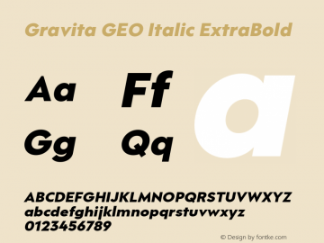 GravitaGEOItalic-ExtraBold 1.000图片样张
