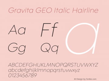 GravitaGEOItalic-Hairline 1.000图片样张
