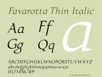 Favarotta-ThinItalic Version 1.000图片样张