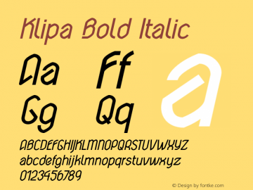 KlipaBoldItalic-BoldItalic Version 1.000图片样张