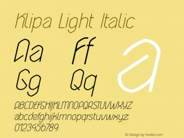 KlipaLight-LightItalic Version 1.000图片样张