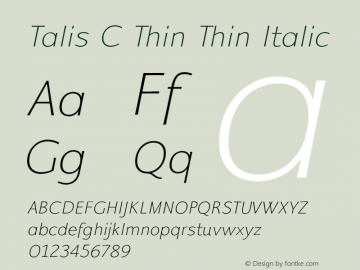 TalisCThinItalic Version 001.001图片样张