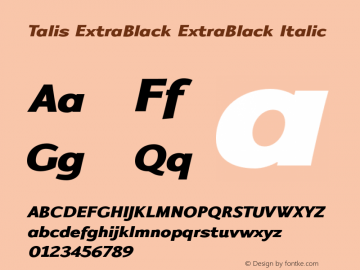 TalisExtraBlack-Italic Version 1.000图片样张