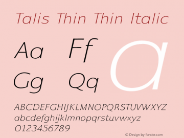 TalisThinItalic Version 001.001图片样张