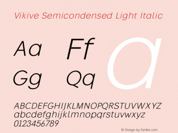 VikiveSemi-condensedLightItalic Version 001图片样张