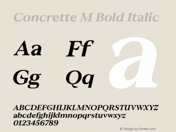 Concrette M Bold Italic Version 1.000;Glyphs 3.2 (3236)图片样张