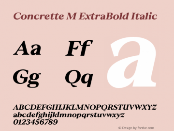Concrette M ExtraBold Italic Version 1.000;Glyphs 3.2 (3236)图片样张