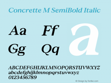 Concrette M SemiBold Italic Version 1.000;Glyphs 3.2 (3236)图片样张
