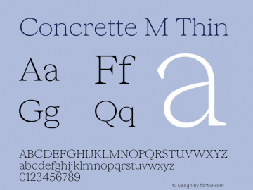 Concrette M Thin Version 1.000;Glyphs 3.2 (3236)图片样张