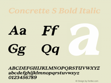 Concrette S Bold Italic Version 1.000;Glyphs 3.2 (3236)图片样张