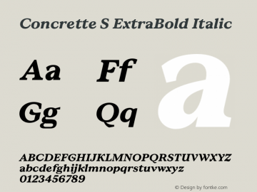 Concrette S ExtraBold Italic Version 1.000;Glyphs 3.2 (3236)图片样张