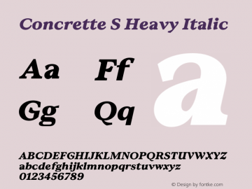 Concrette S Heavy Italic Version 1.000;Glyphs 3.2 (3236)图片样张