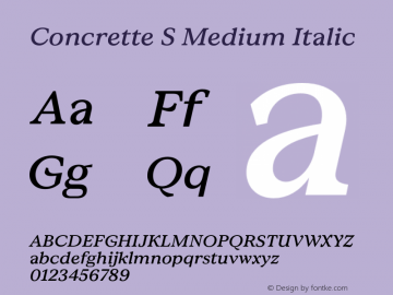 Concrette S Medium Italic Version 1.000;Glyphs 3.2 (3236)图片样张