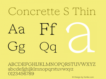 Concrette S Thin Version 1.000;Glyphs 3.2 (3236)图片样张