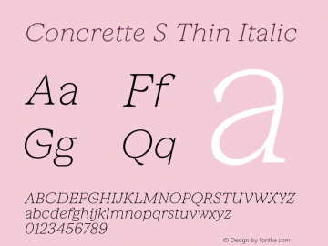 Concrette S Thin Italic Version 1.000;Glyphs 3.2 (3236)图片样张