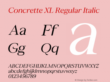 Concrette XL Regular Italic Version 1.000;Glyphs 3.2 (3236)图片样张