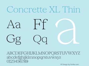 Concrette XL Thin Version 1.000;Glyphs 3.2 (3236)图片样张