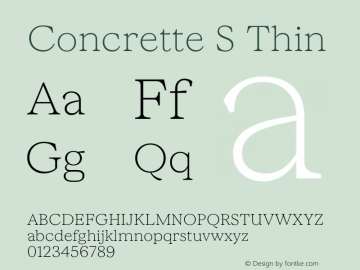 Concrette S Thin Version 1.000;Glyphs 3.2 (3236)图片样张