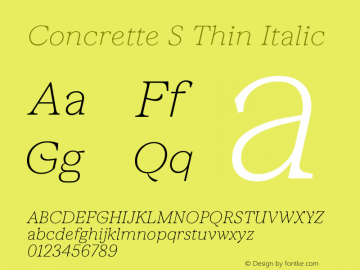 Concrette S Thin Italic Version 1.000;Glyphs 3.2 (3236)图片样张