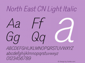 North East CN Light Italic Version 1.001;Glyphs 3.1.2 (3151)图片样张