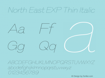 North East EXP Thin Italic Version 1.001;Glyphs 3.1.2 (3151)图片样张